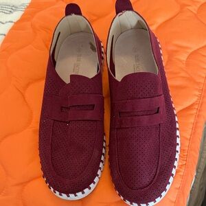 Ilse Jacobsen Burgundy Loafers with White Soles
